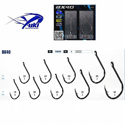 Αγκίστρια Yuki BX40 Black Nickel Με Κρίκο No 2/0