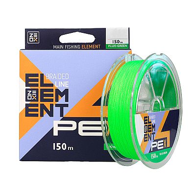 Νήμα Zeox Braided Line Element x4 PE 1.0 - 150m Fluo Green