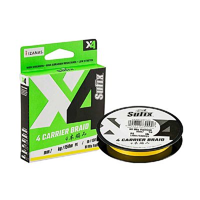 Νήμα Sufix x4 HI - VIS Yellow 0.165mm / PE 1.0 - 150m